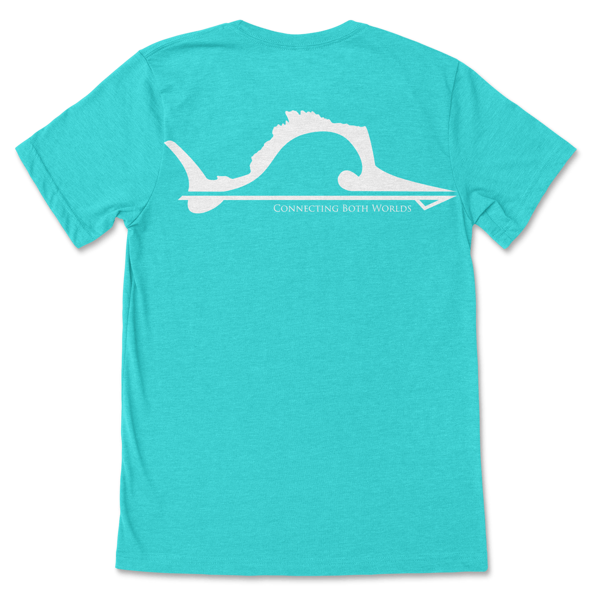Fin Hunter Sail Arrow T-Shirt in Sea Green, back product view showing the Sail Arrow graphic