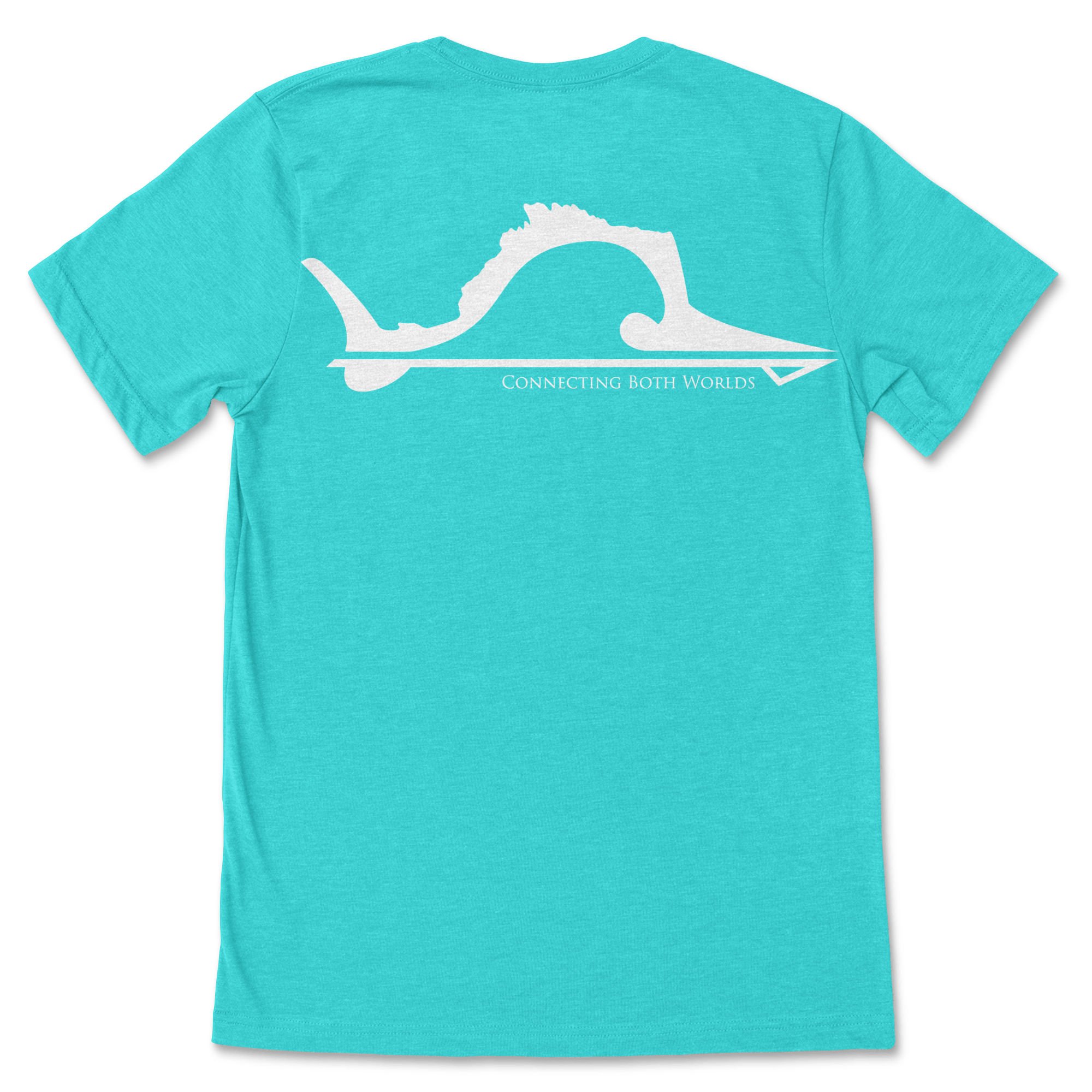 Fin Hunter Sail Arrow T-Shirt in Sea Green, back product view showing the Sail Arrow graphic