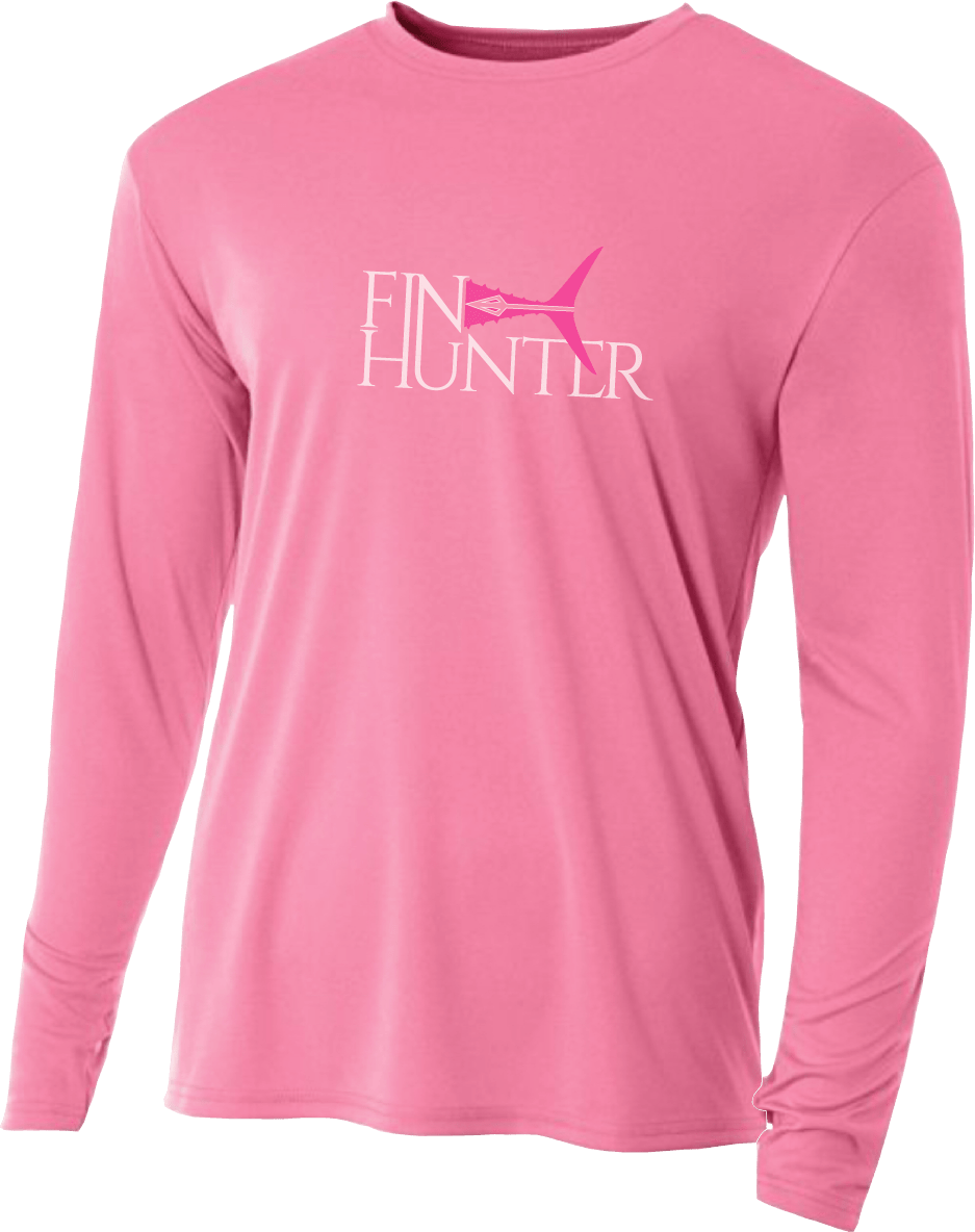 Fin Hunter Tail Pink Camo Sun Shirt, front product view