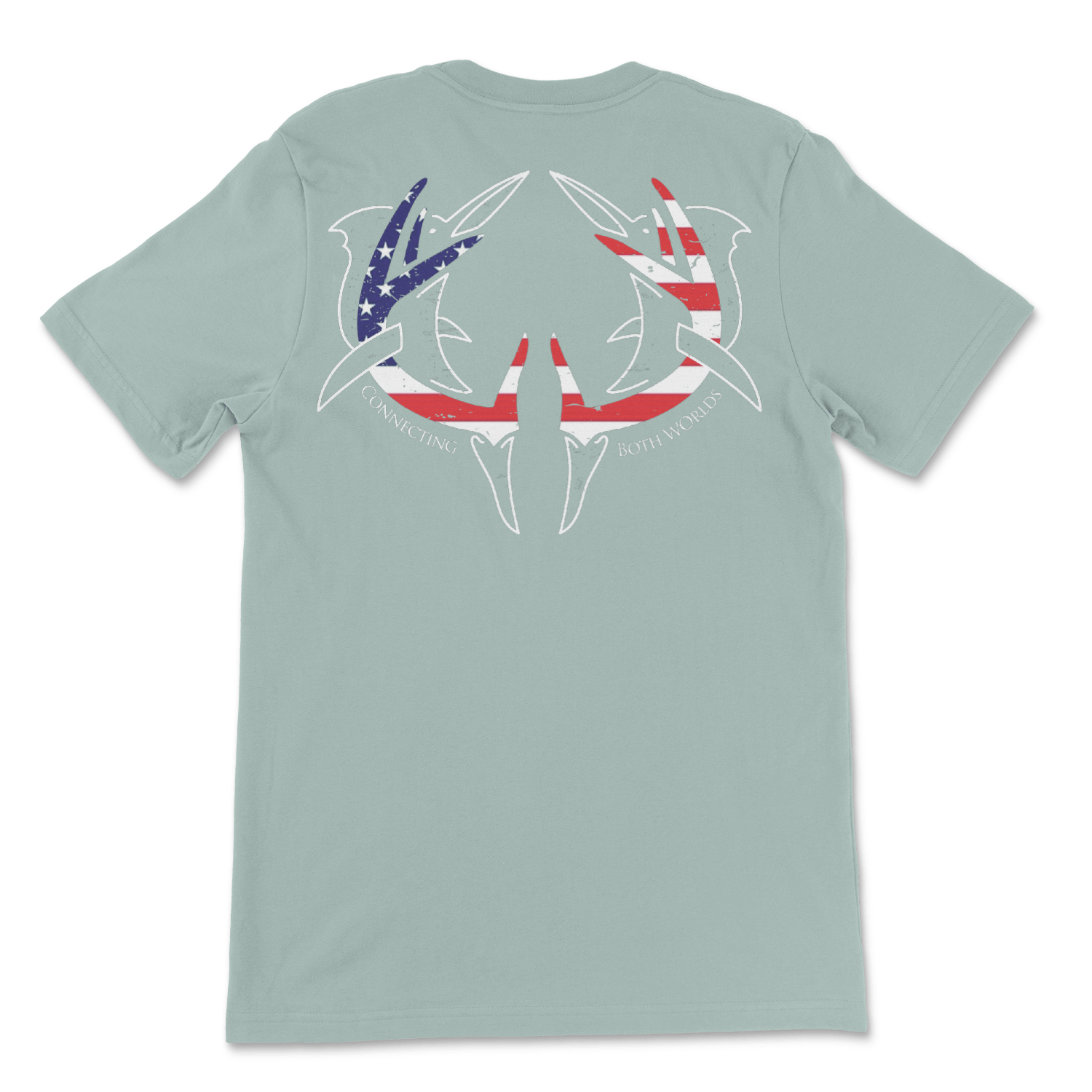 Fin Hunter USA Marlin Rack T-Shirt in Dusty Blue, back product view