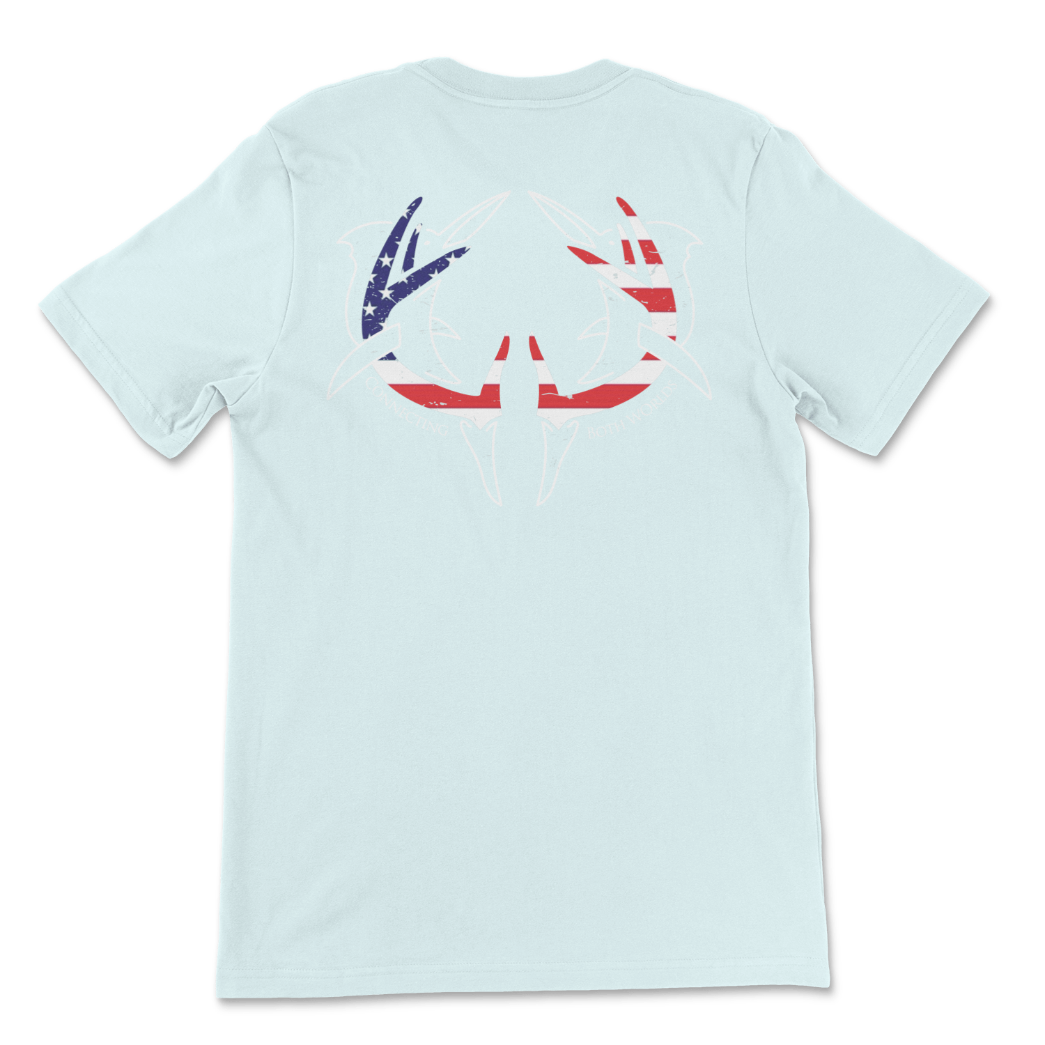 Fin Hunter USA Marlin Rack T-Shirt in Ice Blue, back product view