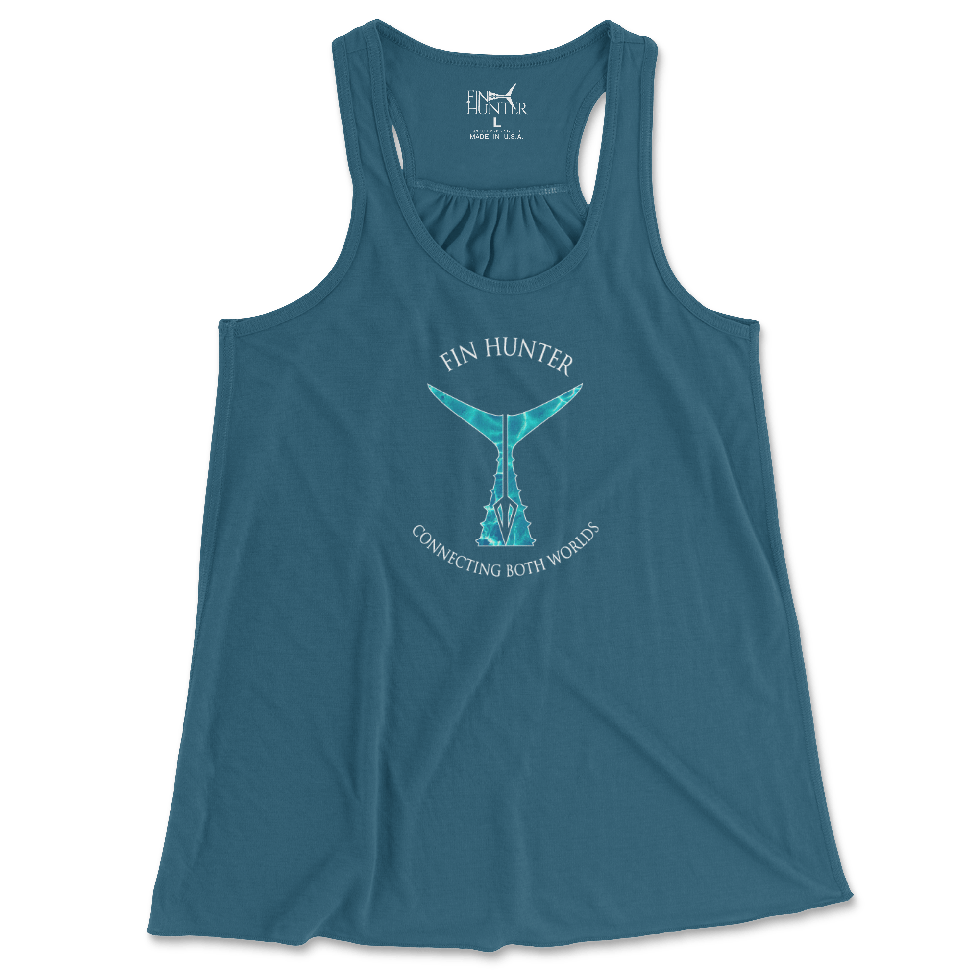 Fin Hunter Women’s Flowy Racerback Tank in Heather Deep Teal